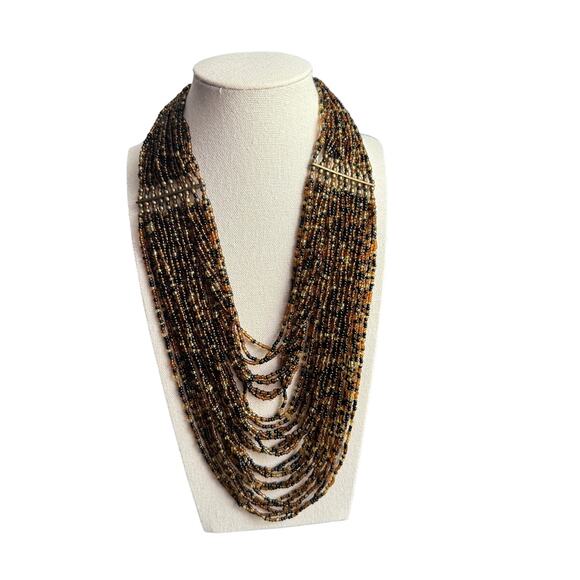 Vintage Lot of 5 Neutral Toned Beaded Statement‎ Necklaces - Picture 2 of 11